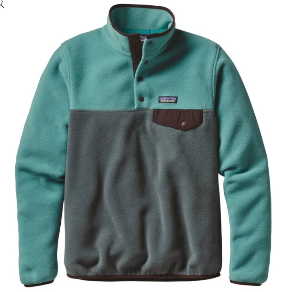 Patagonia Synchilla Snap-T Fleece Pullover Size Large Teal And Grey